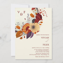 Invitación Nombre de flor silvestre Boda de otoño inicial