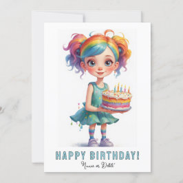 Invitación *NOMBRE DE FOTO Pastel de Cumpleaños Niña Joven Ad