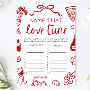 Invitación Nombre de la Canción de Amor Italiana Roja Juego d