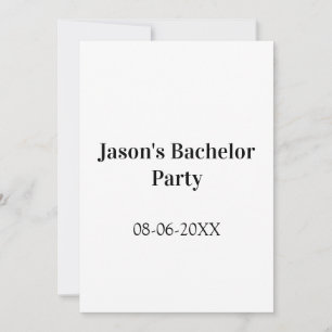 Invitación nombre de la fiesta de soltero fecha simple minima