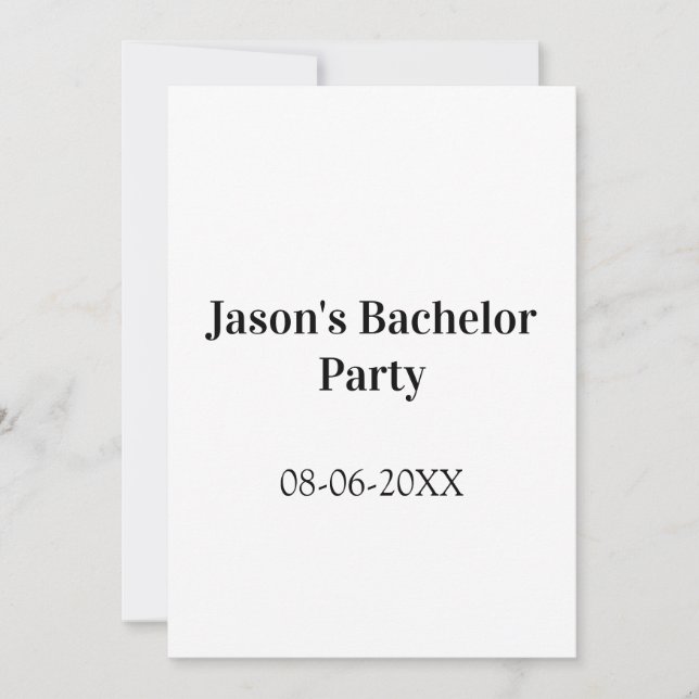 Invitación nombre de la fiesta de soltero fecha simple minima (Anverso)