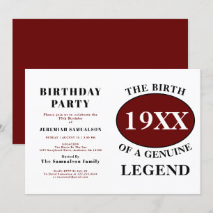 Invitación Nombre de la leyenda de cumpleaños Año Humor Cumpl