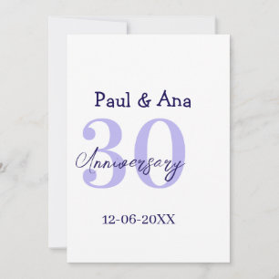 Invitación nombre de letra negrita púrpura 30 aniversario sim