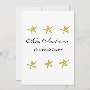 Invitación nombre de maestro de vuelta a la escuela estrellas