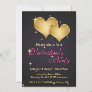 Invitación Nombre de oro elegante de los corazones - el día