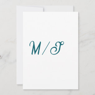 Invitación Nombre de pareja de boda monograma turquesa simple