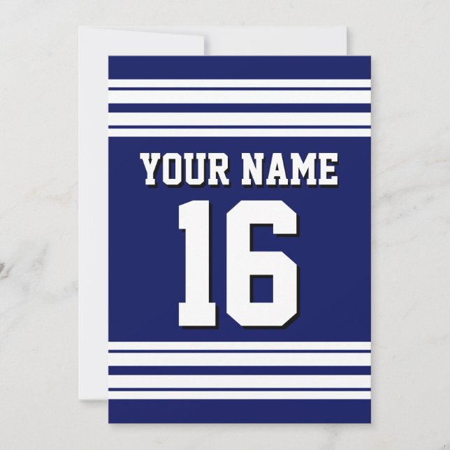 Invitación Nombre del número de Personalizado de Jersey del e (Anverso)