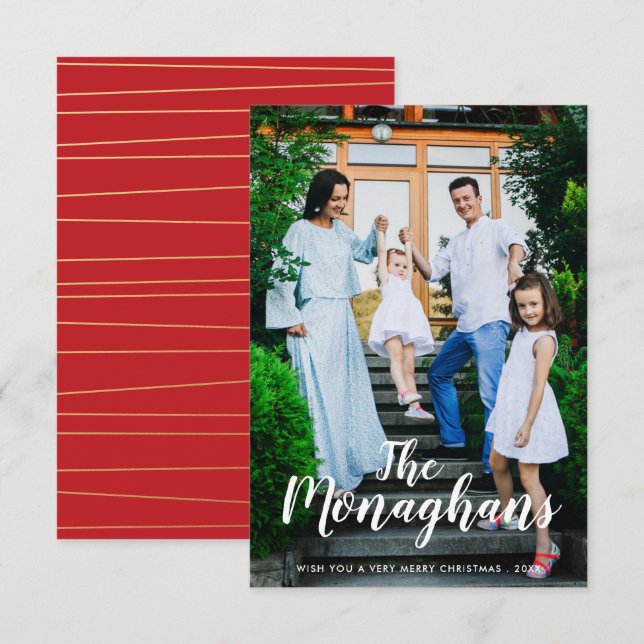 Invitación Nombre elegante Navidades modernos foto vertical (Anverso / Reverso)