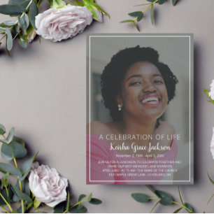 Invitación Nombre en la celebración de la vida con foto manus