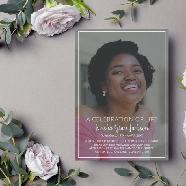 Invitación Nombre en la celebración de la vida con foto manus (Subido por el creador)