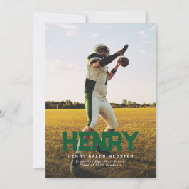 Invitación Nombre en negrita simple graduación de foto verde