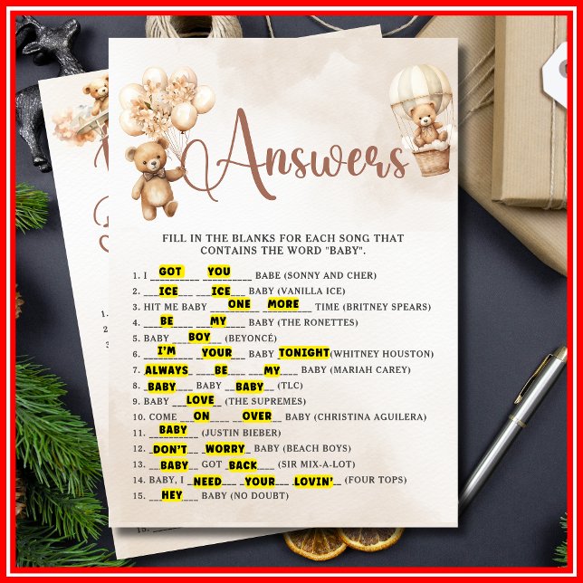 Invitación NOMBRE ESA CANCIÓN DEL BEBÉ Juego de la Ducha de B (Subido por el creador)