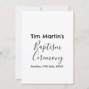 Invitación nombre fecha ceremonia bautizo católica simple min
