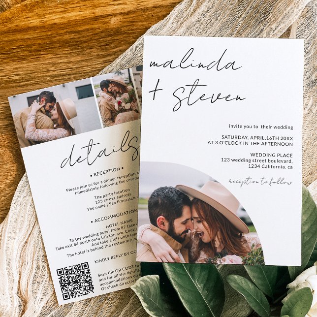 Invitación Nombre guión arco blanco 4 foto todo en un boda (Subido por el creador)