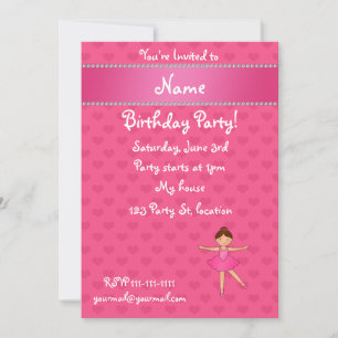 Invitación Nombre personal bailarina de corazones rosados