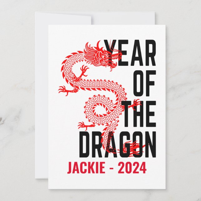 Invitación Nombre Personalizado Año del Dragón Año de Nacimie (Anverso)