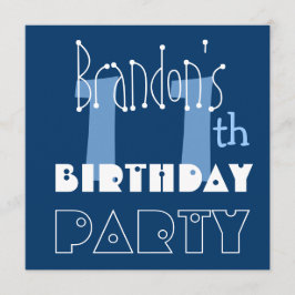 Invitación Nombre personalizado azul de 11º cumpleaños de un 