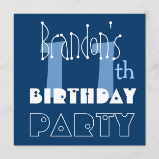 Invitación Nombre personalizado azul de 11º cumpleaños de un 