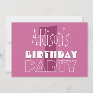 Invitación Nombre personalizado Chicas modernos Primer cumple
