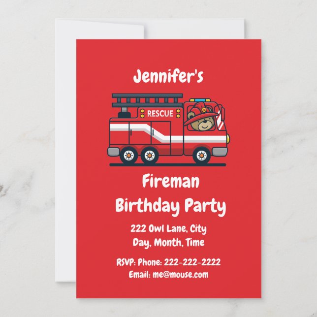 Invitación Nombre personalizado Cumpleaños Fiesta de Camión d (Reverso)