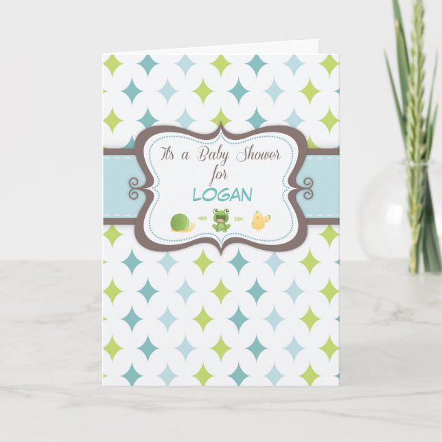 Invitación Nombre personalizado de Baby Boy Shower (Anverso)