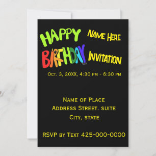 Invitación Nombre personalizado de cumpleaños brillante y fel