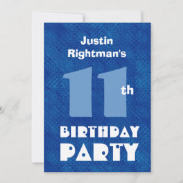 Invitación Nombre personalizado de cumpleaños número 11 del n