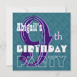 Invitación Nombre personalizado de cumpleaños número 9 del ni