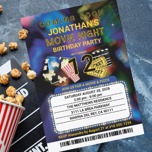Invitación Nombre personalizado de la noche de la película y 