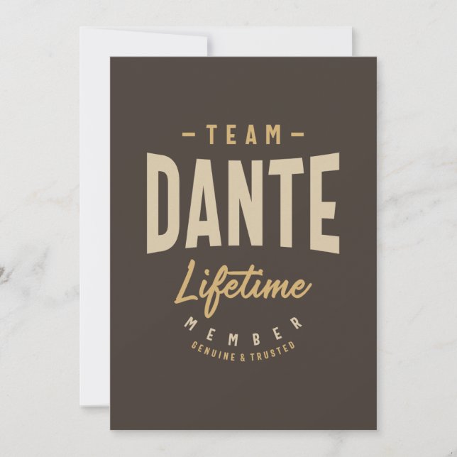Invitación Nombre personalizado del miembro del equipo Dante  (Anverso)