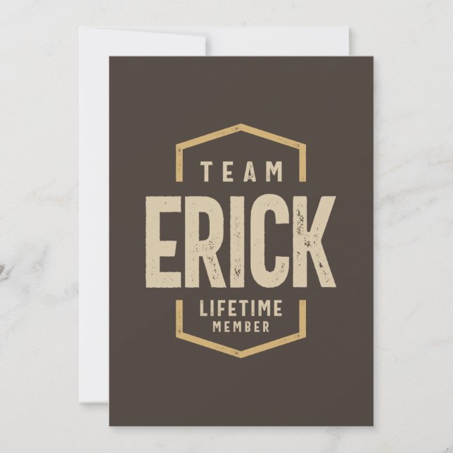 Invitación Nombre personalizado del miembro del equipo Erick  (Anverso)