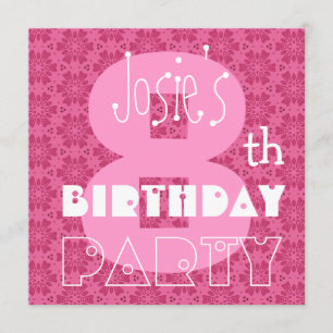 Invitación Nombre personalizado del niño de octavo cumpleaños