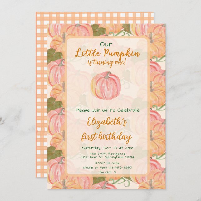 Invitación Nombre personalizado del primer cumpleaños de la c (Anverso / Reverso)