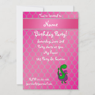 Invitación Nombre personalizado: escalas rosas de dragón verd