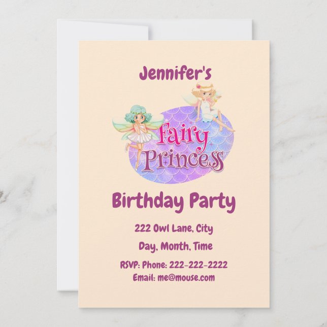 Invitación Nombre personalizado fiesta de cumpleaños de Princ (Reverso)