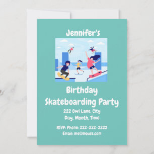 Invitación Nombre personalizado Fiesta de Patinaje de Cumplea