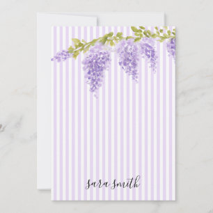 Invitación Nombre personalizado Flor de glicina morada Franja