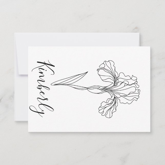 Invitación Nombre personalizado flor de nacimiento de iris de (Anverso)
