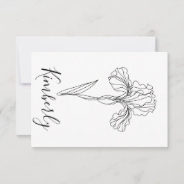 Invitación Nombre personalizado flor de nacimiento de iris de