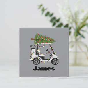 Invitación Nombre Personalizado Golfista Navidad Carro de Gol