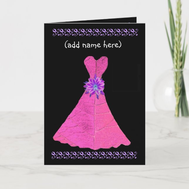 Invitación Nombre personalizado: JUNIOR BRIDESMAID Card Pink  (Anverso)