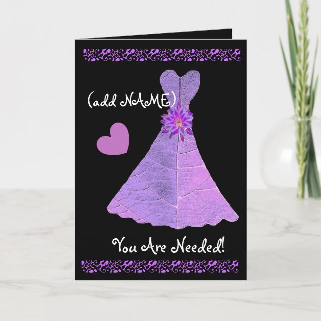 Invitación (Nombre personalizado) JUNIOR BRIDESMAID PURPLE Go (Anverso)