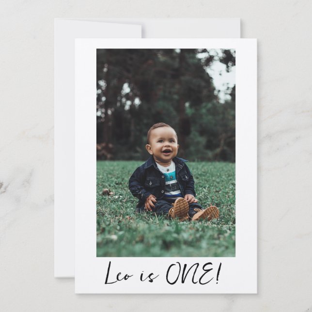 Invitación Nombre personalizado Leo mínimo 1er cumpleaños Pri (Anverso)