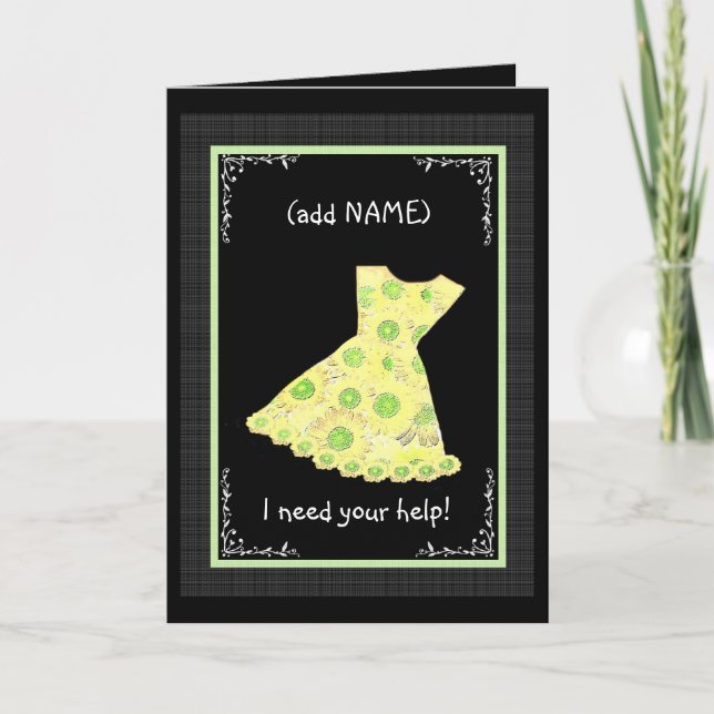 Invitación NOMBRE PERSONALIZADO Niña Flor VESTIDA AMARILLA (Anverso)