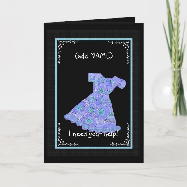Invitación NOMBRE PERSONALIZADO Niña Flor Vestido AZUL PERIWI (Anverso)