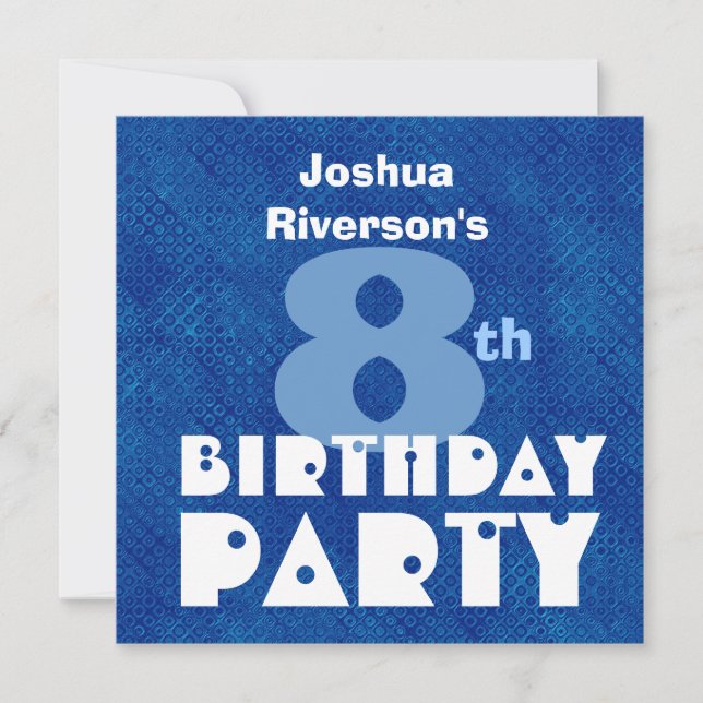 Invitación Nombre personalizado Niños modernos 8º cumpleaños  (Anverso)