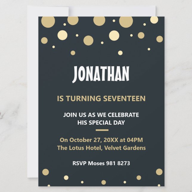 Invitación Nombre personalizado Oro Moderno 50 cumpleaños (Anverso)