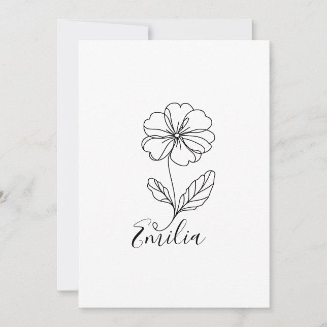 Invitación Nombre personalizado prímula de febrero Flor de na (Anverso)