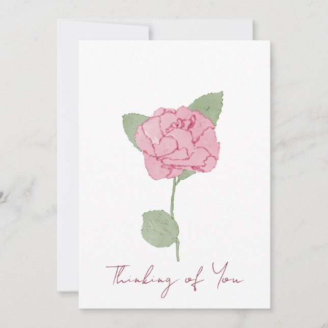 Invitación Nombre Personalizado Rosa Flor Acuarela Script   (Anverso)