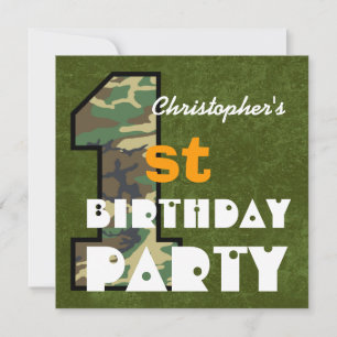 Invitación Nombre personalizado V01 del estilo CAMO de nacimi